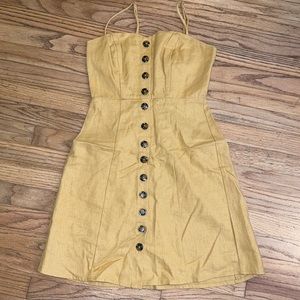 Socialite mustard yellow button up mini dress size XS